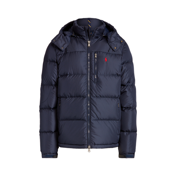 This is a navy puffer jacket from Ralph Lauren for men
