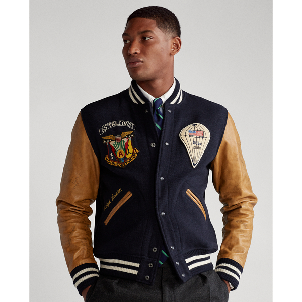 Polo by Ralph Lauren, Jackets & Coats, Polo Ralph Lauren Leather Sleeve Baseball  Jacket