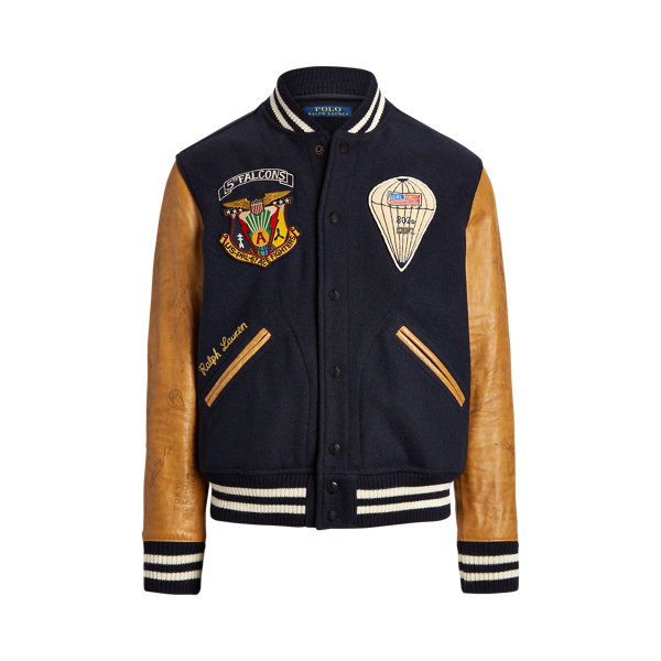 Leather-Sleeve Baseball Jacket for Men | Ralph Lauren® UK