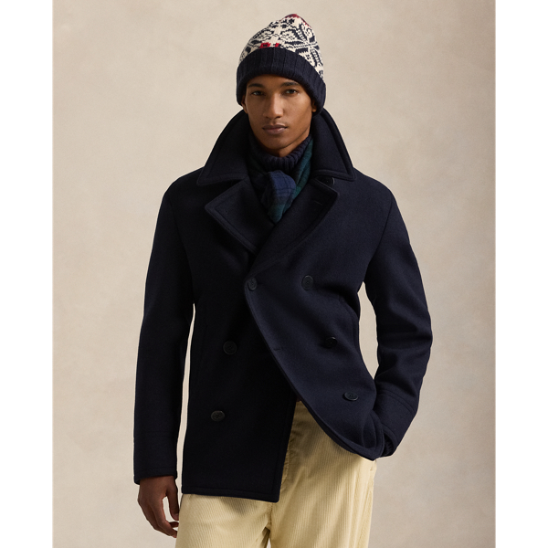 Men's Polo Wool-Blend Melton Peacoat