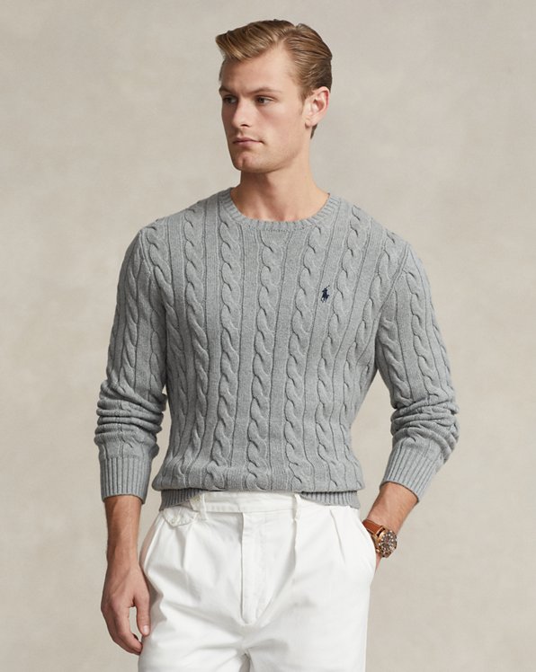Men's Grey Crewneck Sweaters, Cardigans, & Pullovers | Ralph Lauren