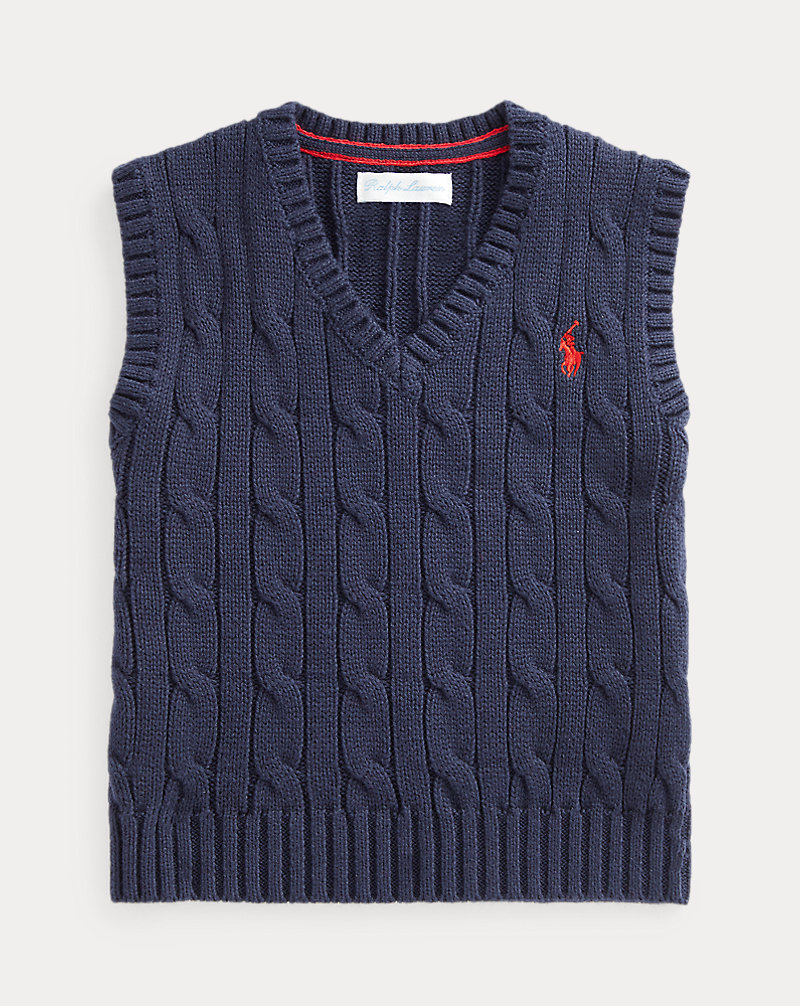 Cable-Knit Cotton Jumper Waistcoat Baby Boy 1