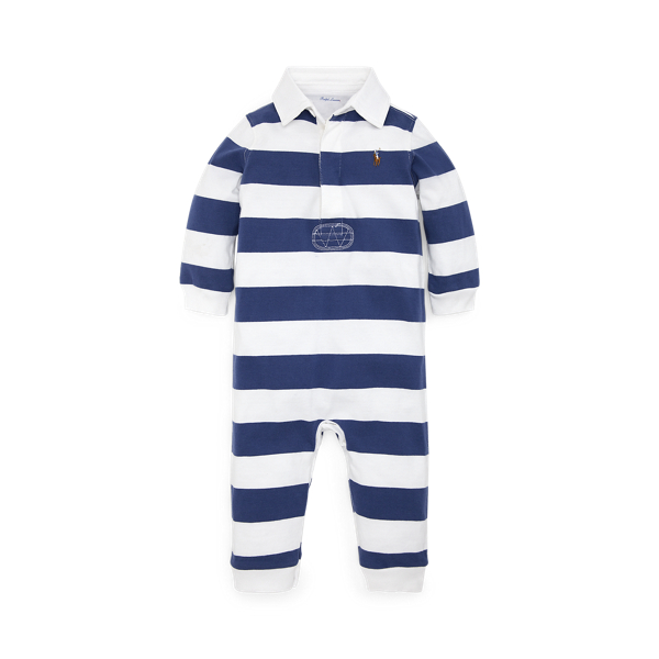 Striped Cotton Rugby Coverall Baby Boy 1