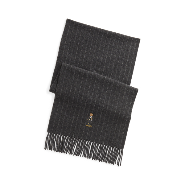 Polo Bear Pinstripe Wool-Cashmere Scarf Polo Ralph Lauren 1