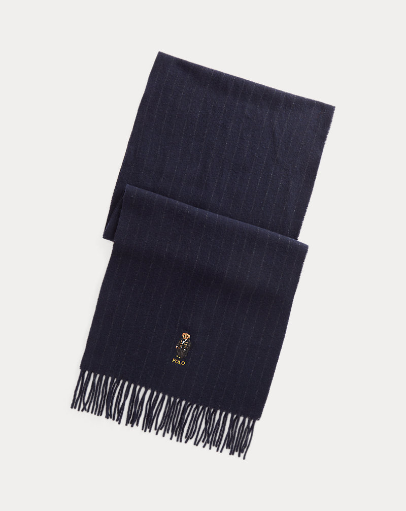 Polo Bear Pinstripe Wool-Cashmere Scarf Polo Ralph Lauren 1