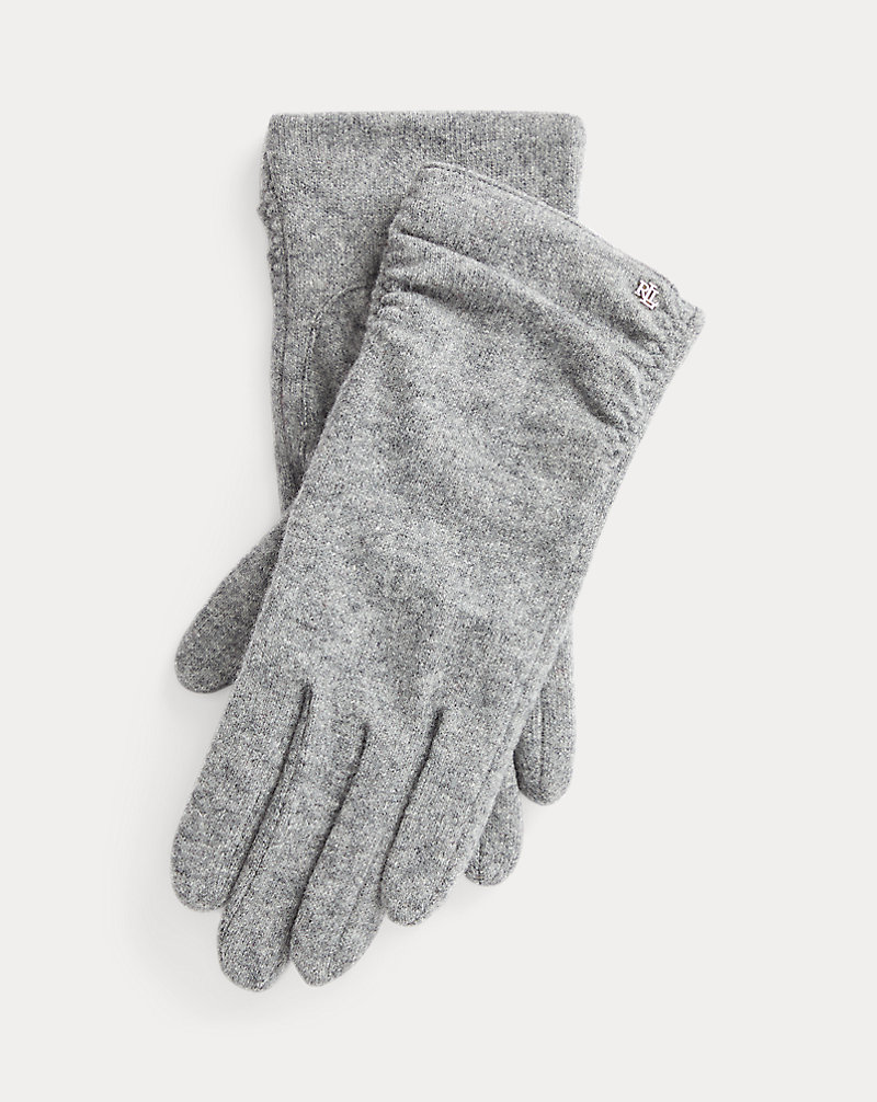 Ruched Wool-Blend Tech Gloves Lauren 1