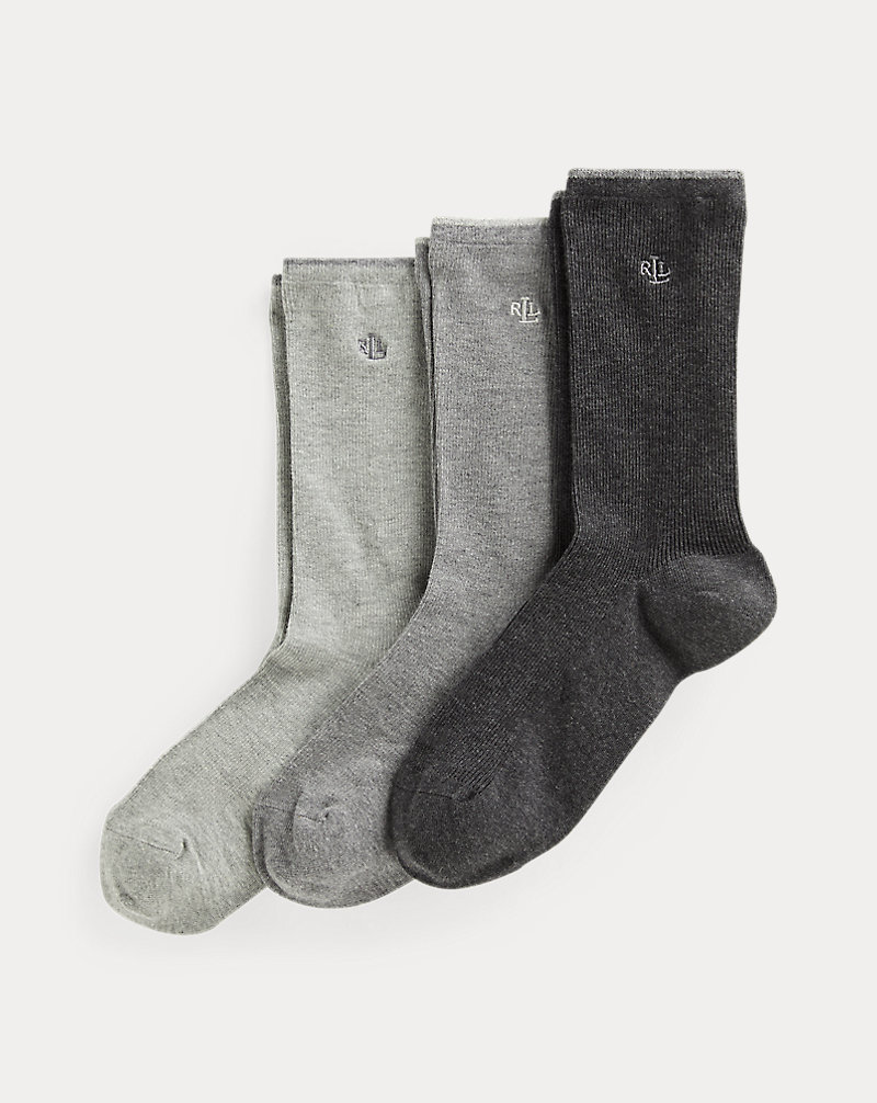 Conjunto de 3 pares de meias de algodão elástico Lauren 1