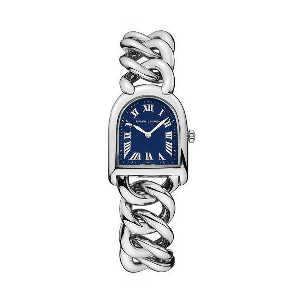 Stahl-Armbanduhr mit blauem Zifferblatt