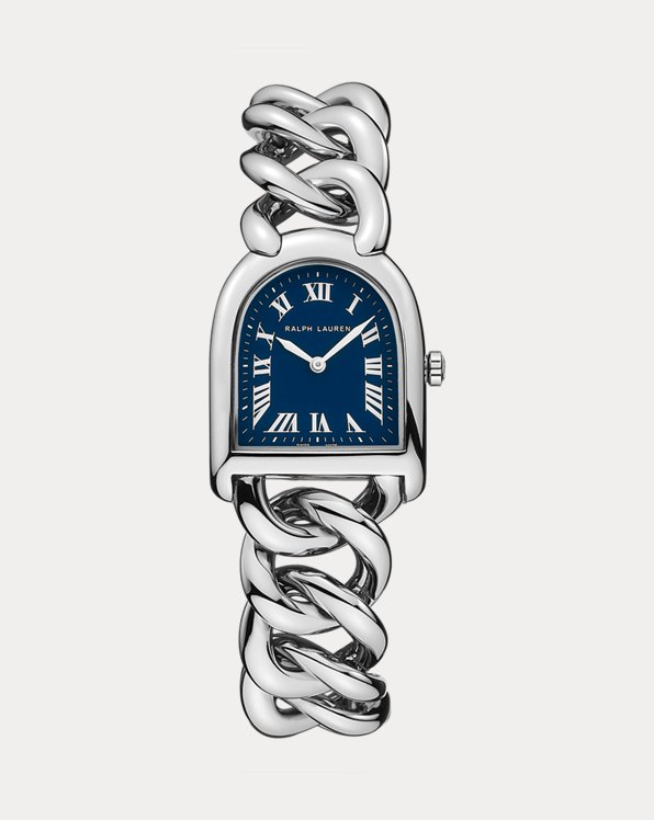 Stahl-Armbanduhr mit blauem Zifferblatt