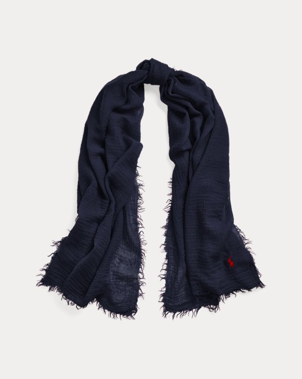 Womens Scarves and mufflers Polo Ralph Lauren Scarves and mufflers Blue Polo Ralph Lauren Cotton Cable-knit Scarf in Navy 