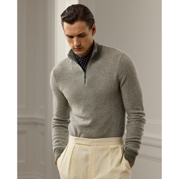 Cashmere Birdseye Quarter-Zip Sweater