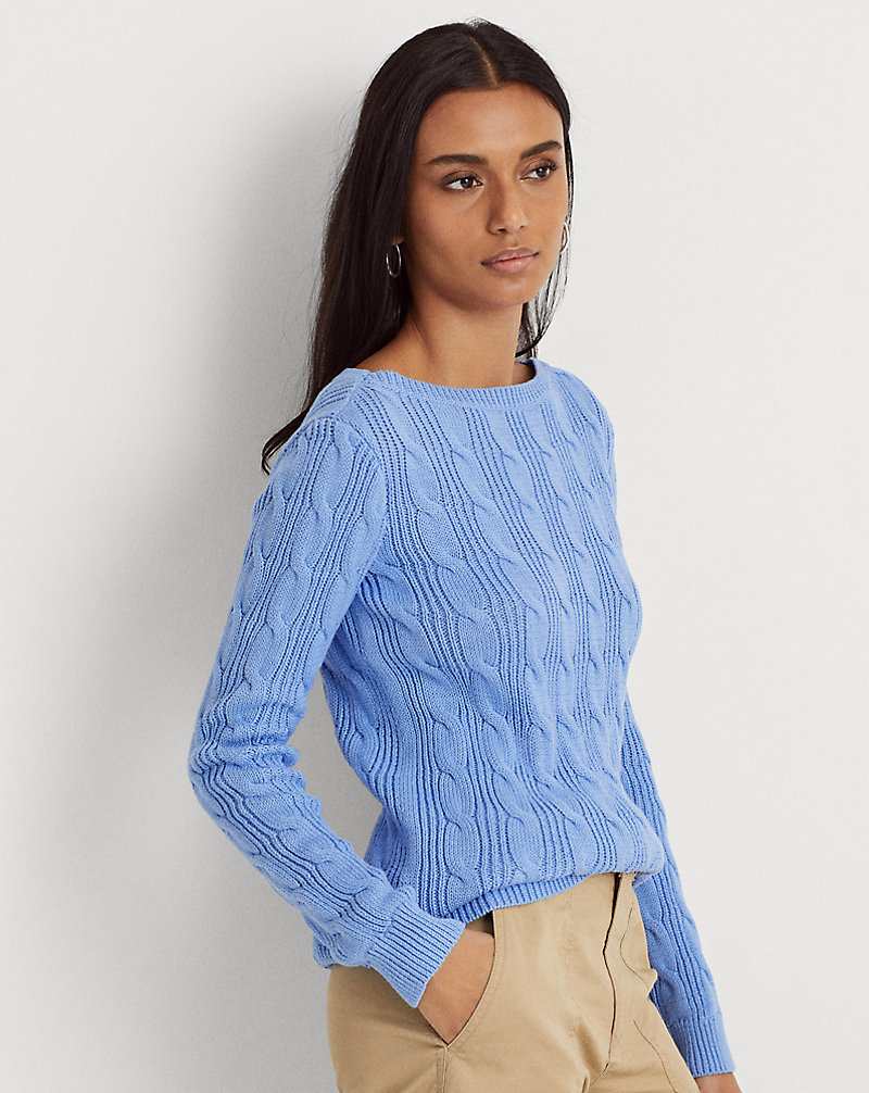Cable-Knit Cotton Boatneck Sweater Lauren 1