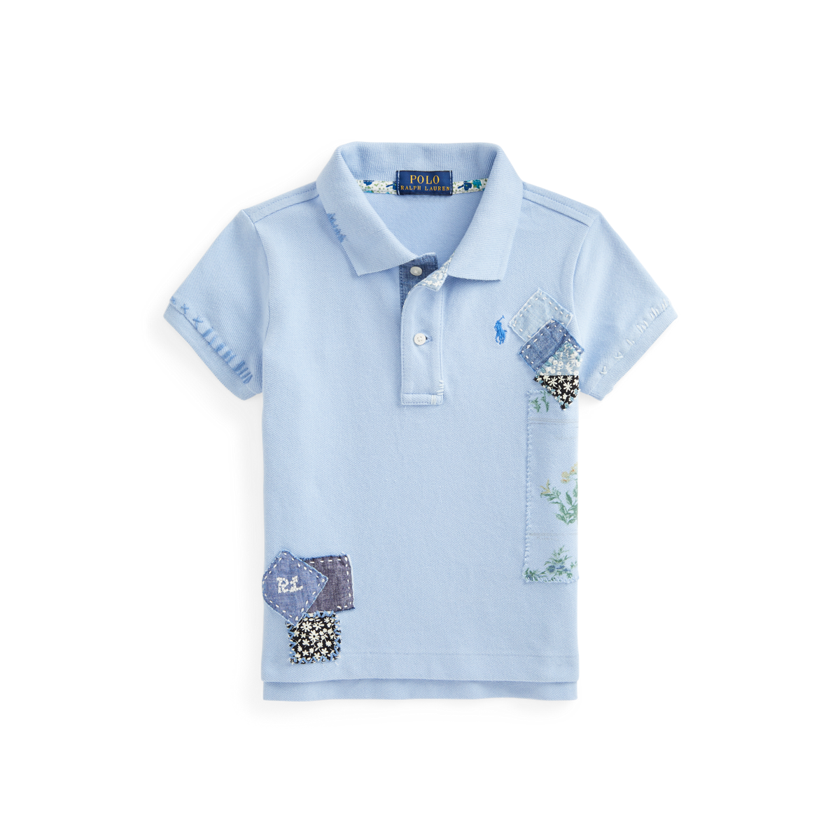 Patchwork Cotton Mesh Polo Shirt