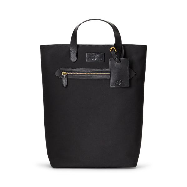 Leather-Trim Canvas Convertible Tote