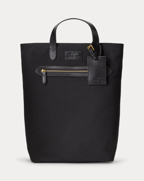 Leather-Trim Canvas Convertible Tote