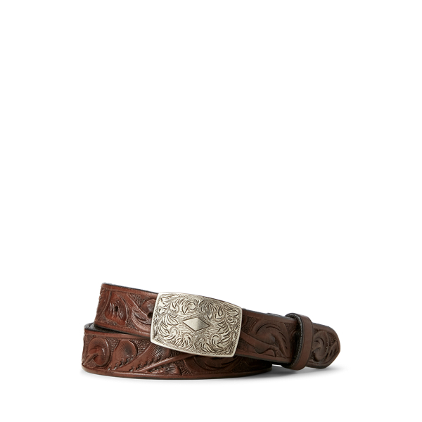 Hand-Tooled Leather Belt RRL 1