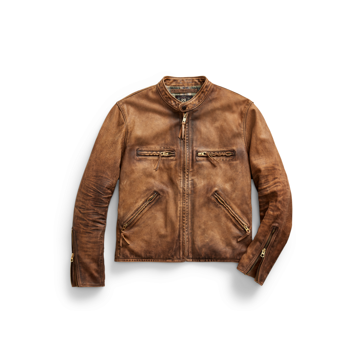 Ralph lauren brown leather jacket outlet