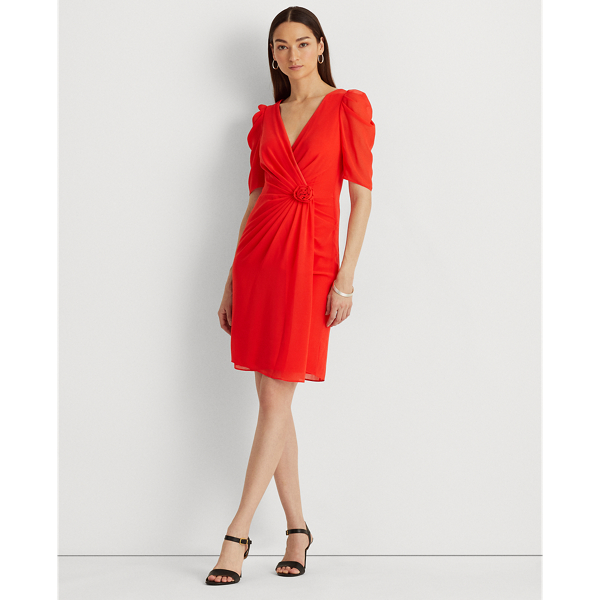 Puff-Sleeve Chiffon Dress Lauren 1