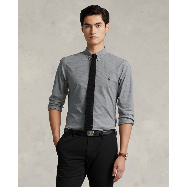 Slim Fit Gingham Stretch Poplin Shirt