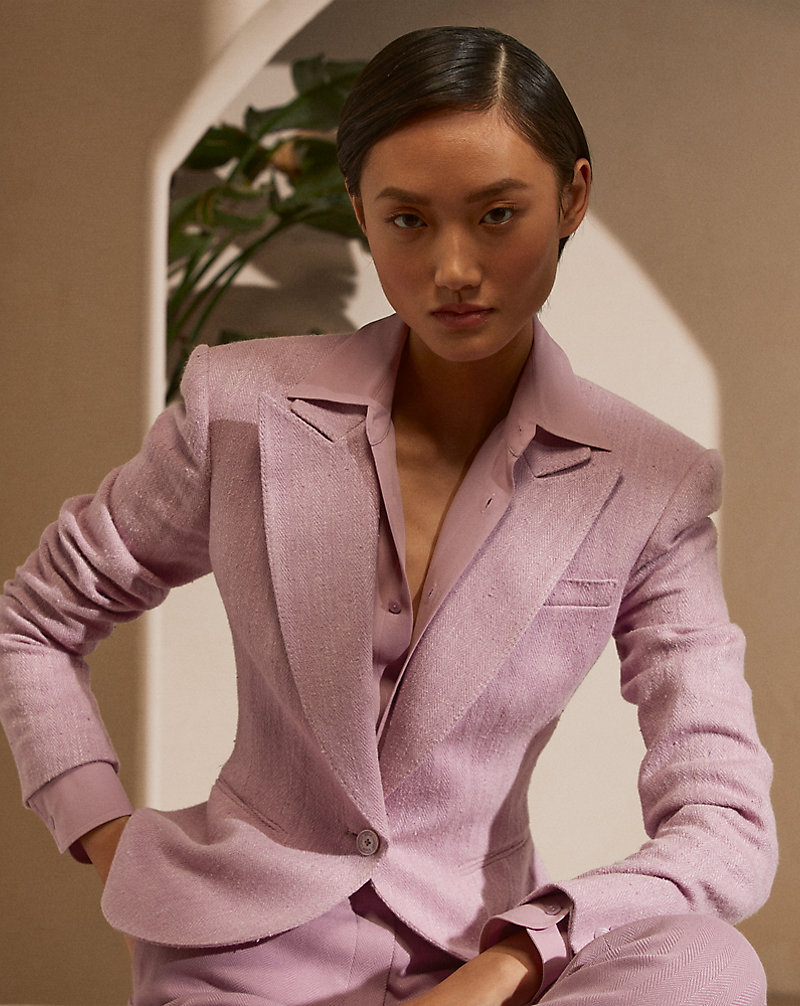 Alysha Silk-Linen Herringbone Jacket Ralph Lauren Collection 1