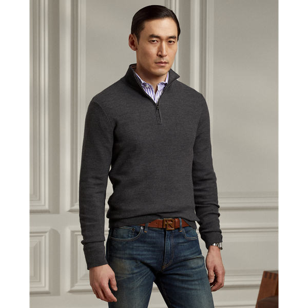 Wool Piqué Quarter-Zip Sweater