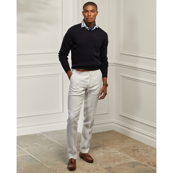 Gregory Hand-Tailored Linen Trouser Purple Label 1