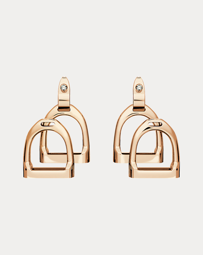 Rose Gold Double-Stirrup Earrings The Equestrian Collection 1