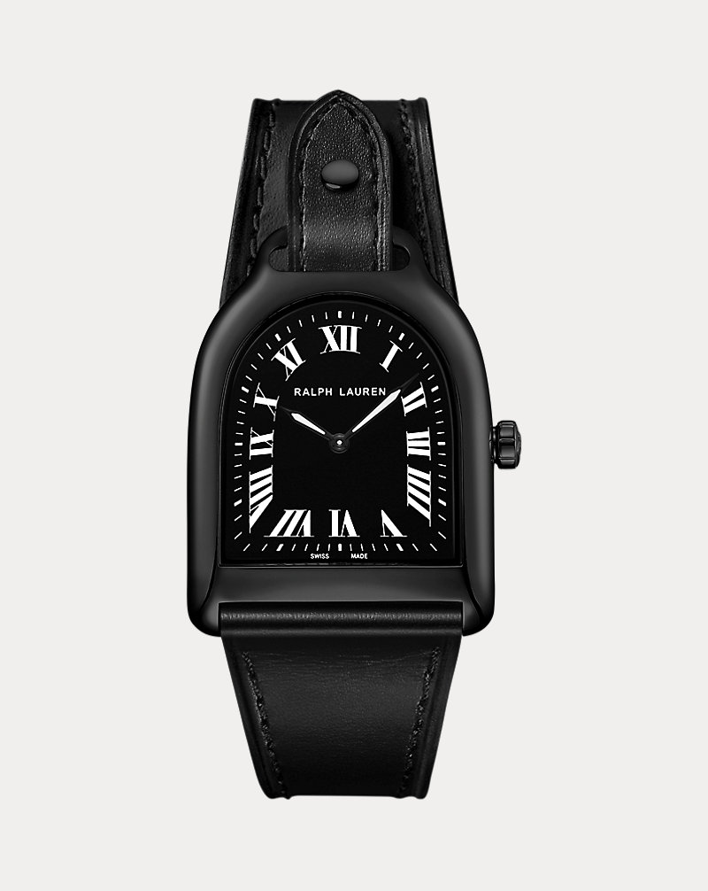Petite Steel Black Finish Watch The Stirrup Collection 1