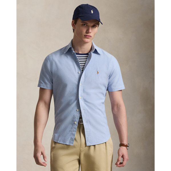 Ralph Lauren CUSTOM FIT Check Pattern Short Sleeve Button Down Check Shirt Men's L size cotton blue type Vintage Second Hand