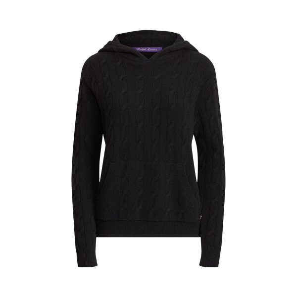 Cable-knit wool and cashmere hoodie