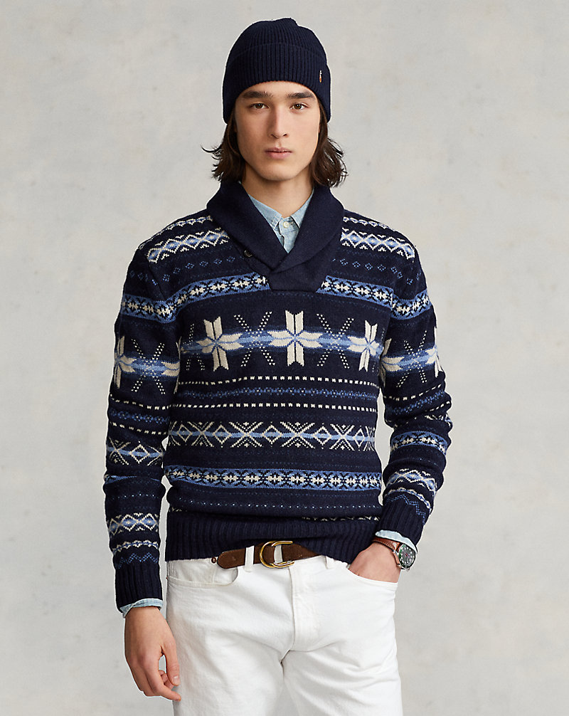 Pull flocon de neige col châle en laine Polo Ralph Lauren 1