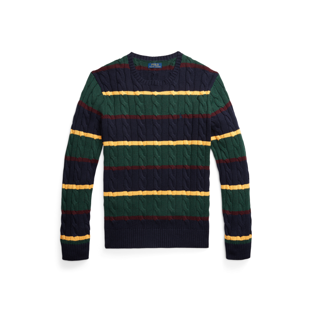 Striped Cable-Knit Cotton Sweater | Ralph Lauren