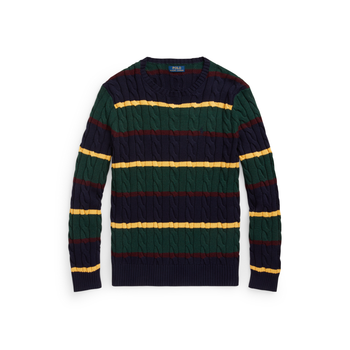 Striped Cable-Knit Cotton Sweater | Ralph Lauren