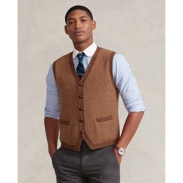 Camel Hair Herringbone Jumper Waistcoat