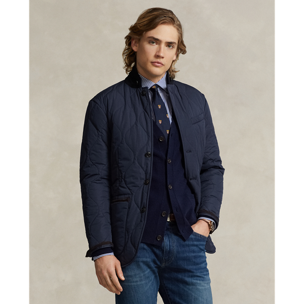 Suede-Trim Quilted Jacket