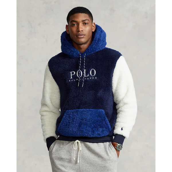 Ralph Lauren Monogram Fleece Hoodie In Cruise Navy