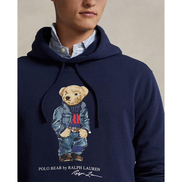 Mens polo hoodie with bear clearance