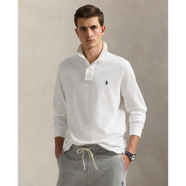 Mesh Long-Sleeve Polo Shirt