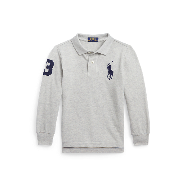 Ralph Lauren POLO RALPH LAUREN CUSTOM FIT Big Pony Long Sleeve Polo Shirt, Men's Size L cotton blue type Vintage Second Hand