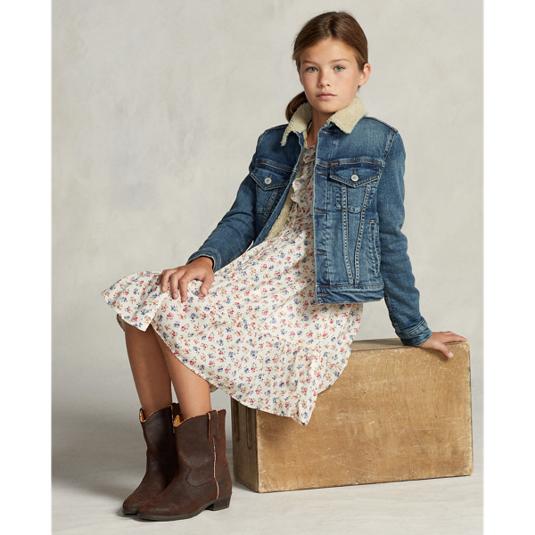 Girls 7-16 Faux-Shearling Denim Trucker Jacket 1
