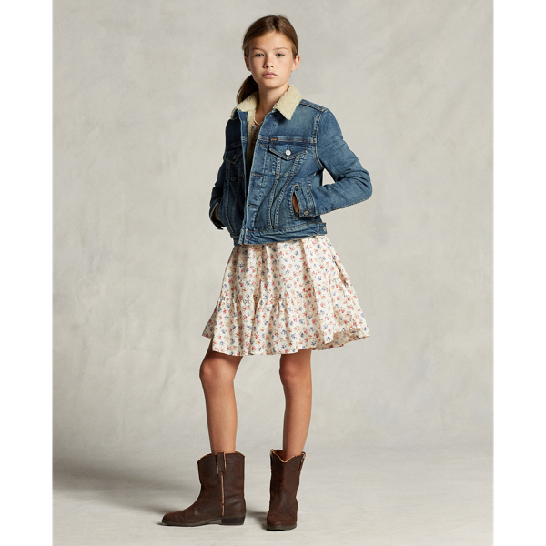 Girls 7-16 Faux-Shearling Denim Trucker Jacket 4