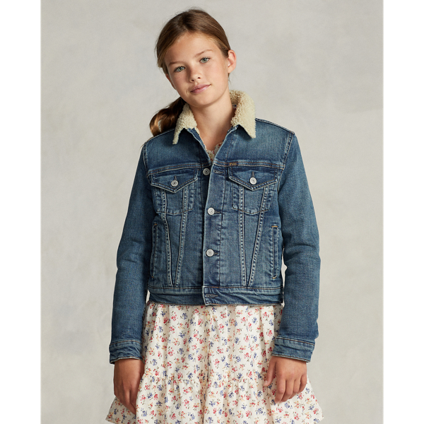 Girls 7-16 Faux-Shearling Denim Trucker Jacket 5