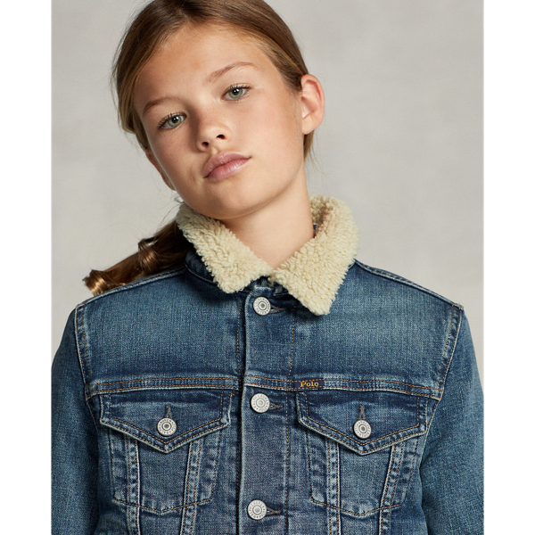 Girls 7-16 Faux-Shearling Denim Trucker Jacket 7
