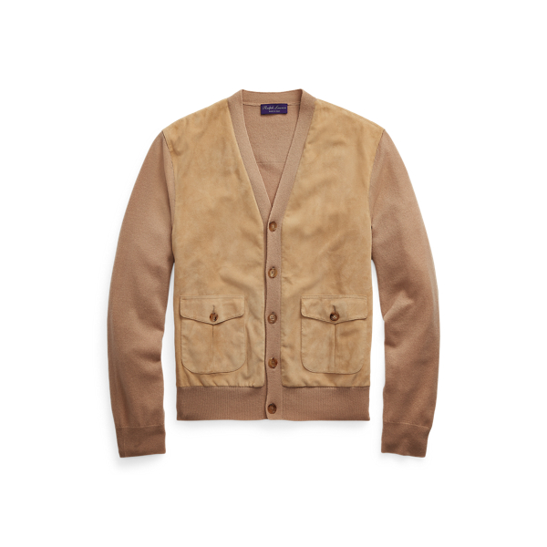 Mens suede front cardigan 2025