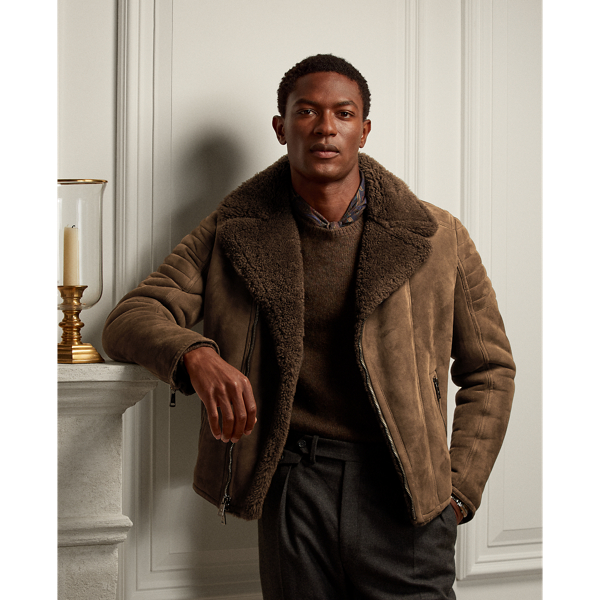 Ralph lauren sales shearling leather jacket