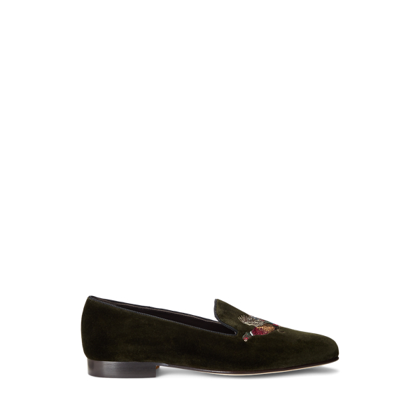 Pantofole Alonzo in velluto ricamate Ralph Lauren Donna Scarpe Pantofole 
