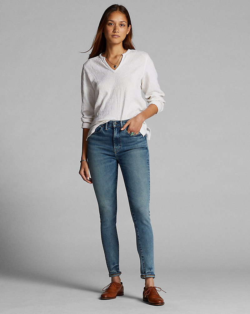 Skinny jeans met stretch en hoge taille RRL 1
