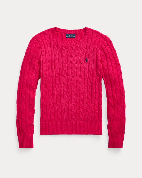 폴로 랄프로렌 Polo Ralph Lauren Cable-Knit Cotton Jumper,Sport Pink