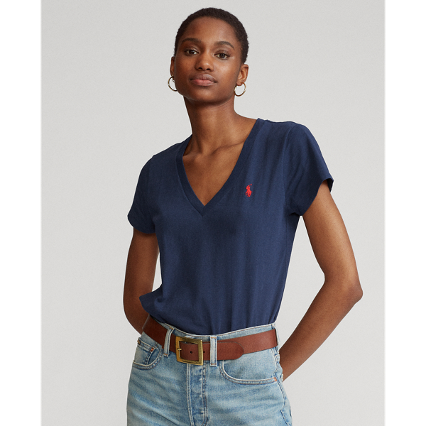 Ralph Lauren Polo Womens V-Neck Jersey T-Shirt