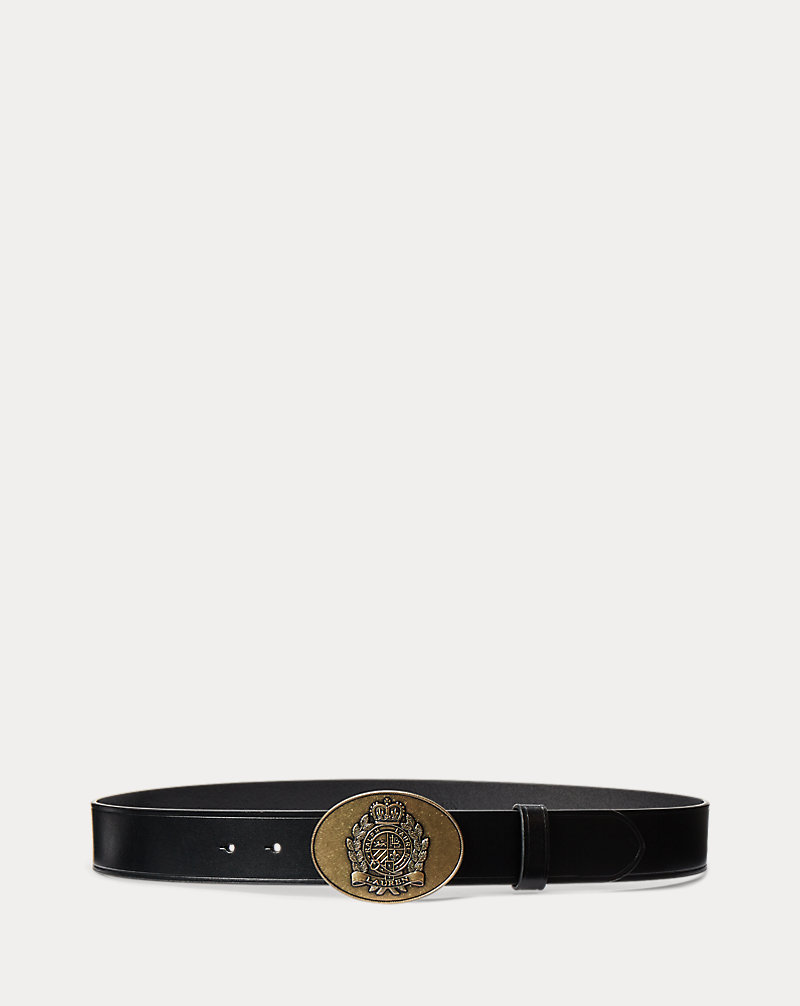 Crest-Plaque Leather Belt Lauren 1